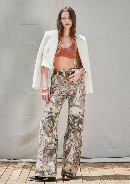 Camo Print Wide Leg Jeans