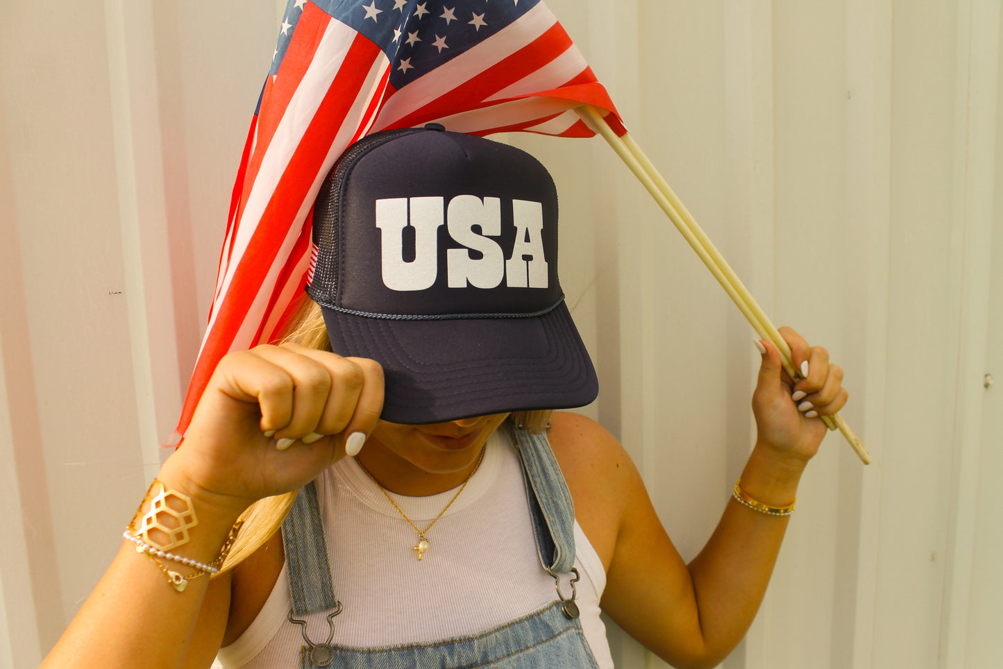 USA Glitter Foam Trucker Hat