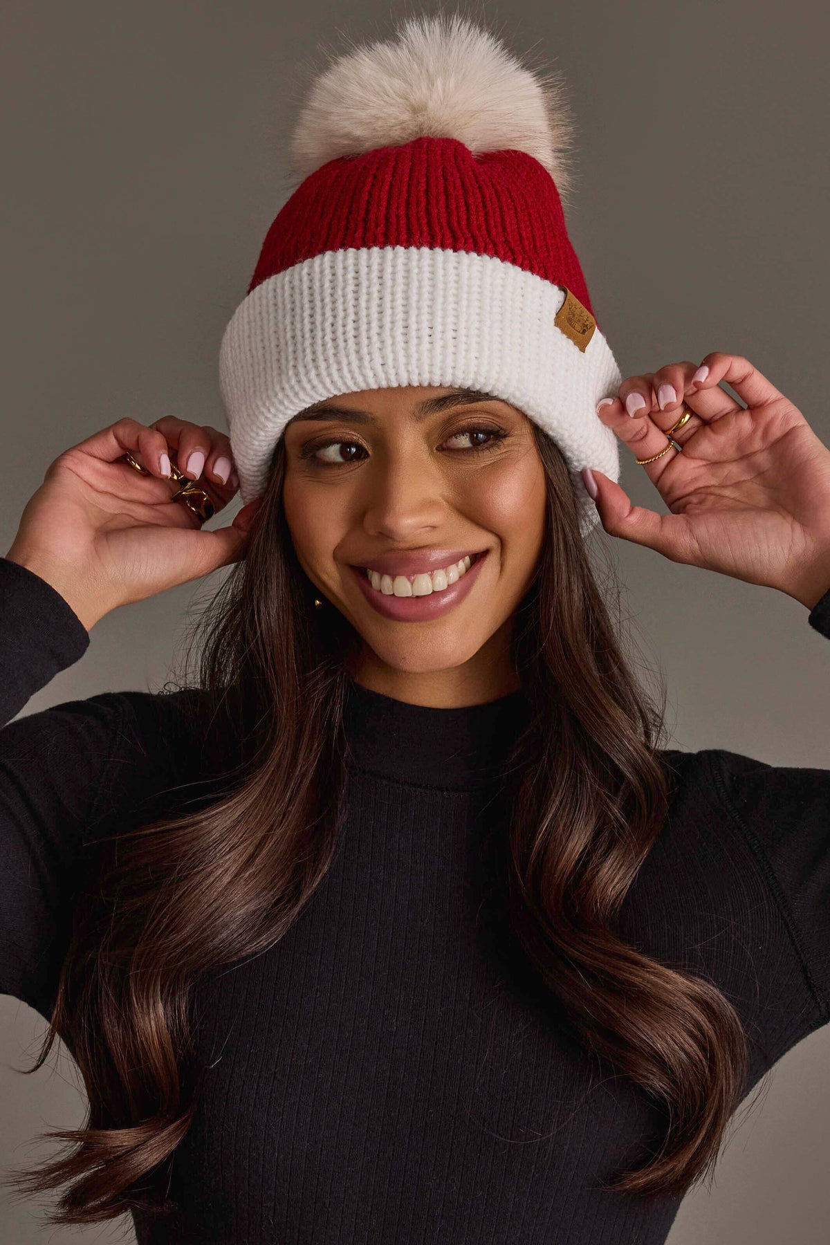 Red & White Santa Beanie Pom Hat