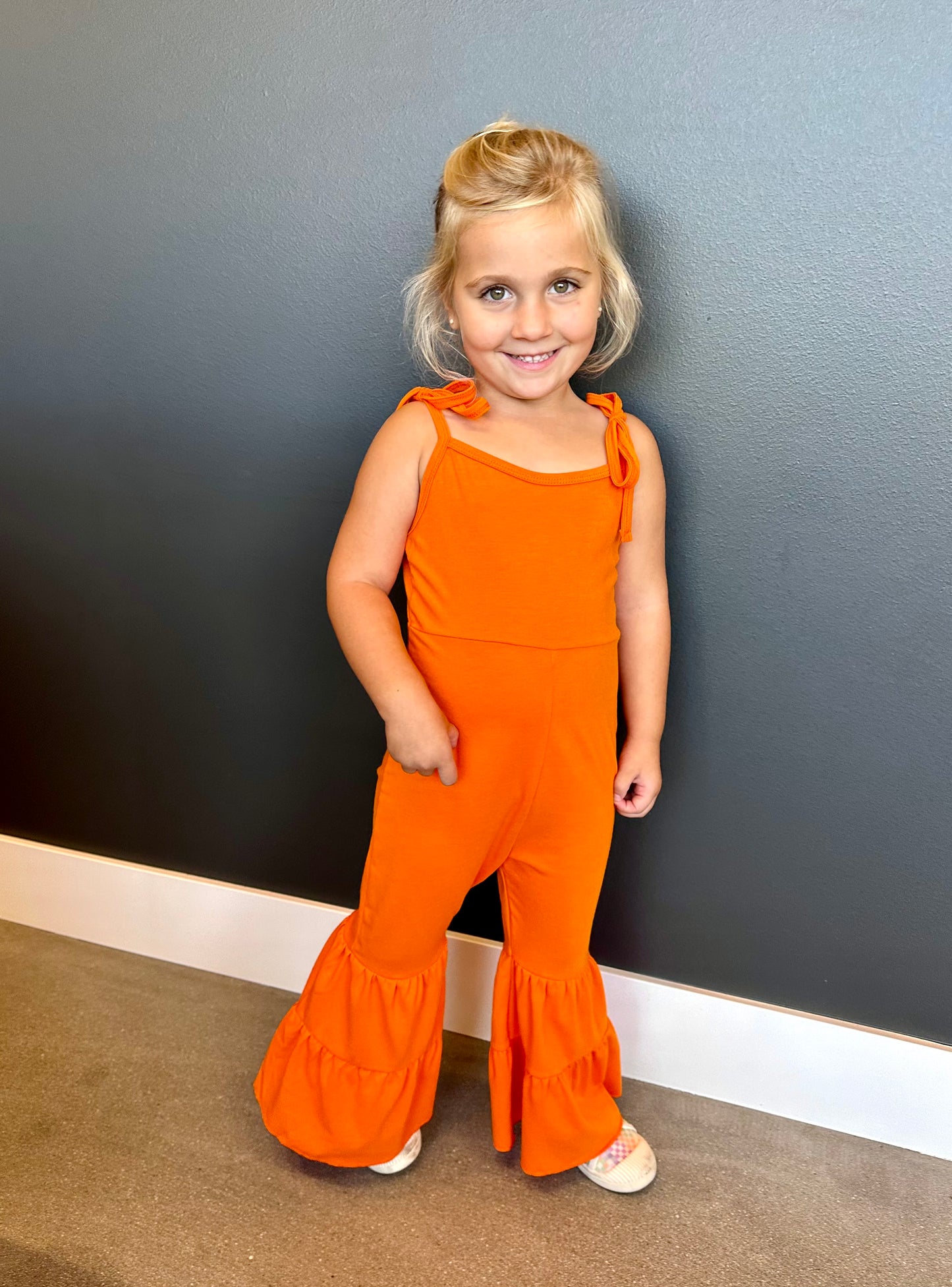 Toddler Orange Bell Bottom Jumpsuit