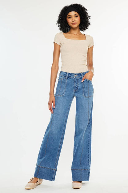 Mid Rise Wide Leg Jeans