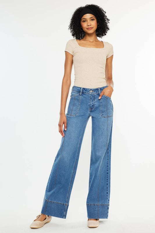 Mid Rise Wide Leg Jeans