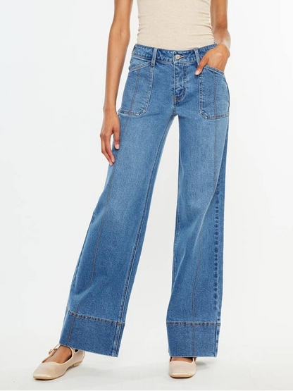 Mid Rise Wide Leg Jeans