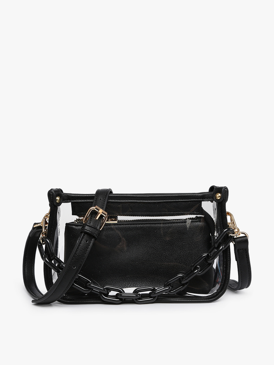 Clear Crossbody w/ Chain: Black