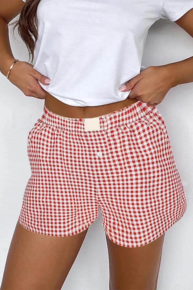 High Waist Plaid Boxer Shorts