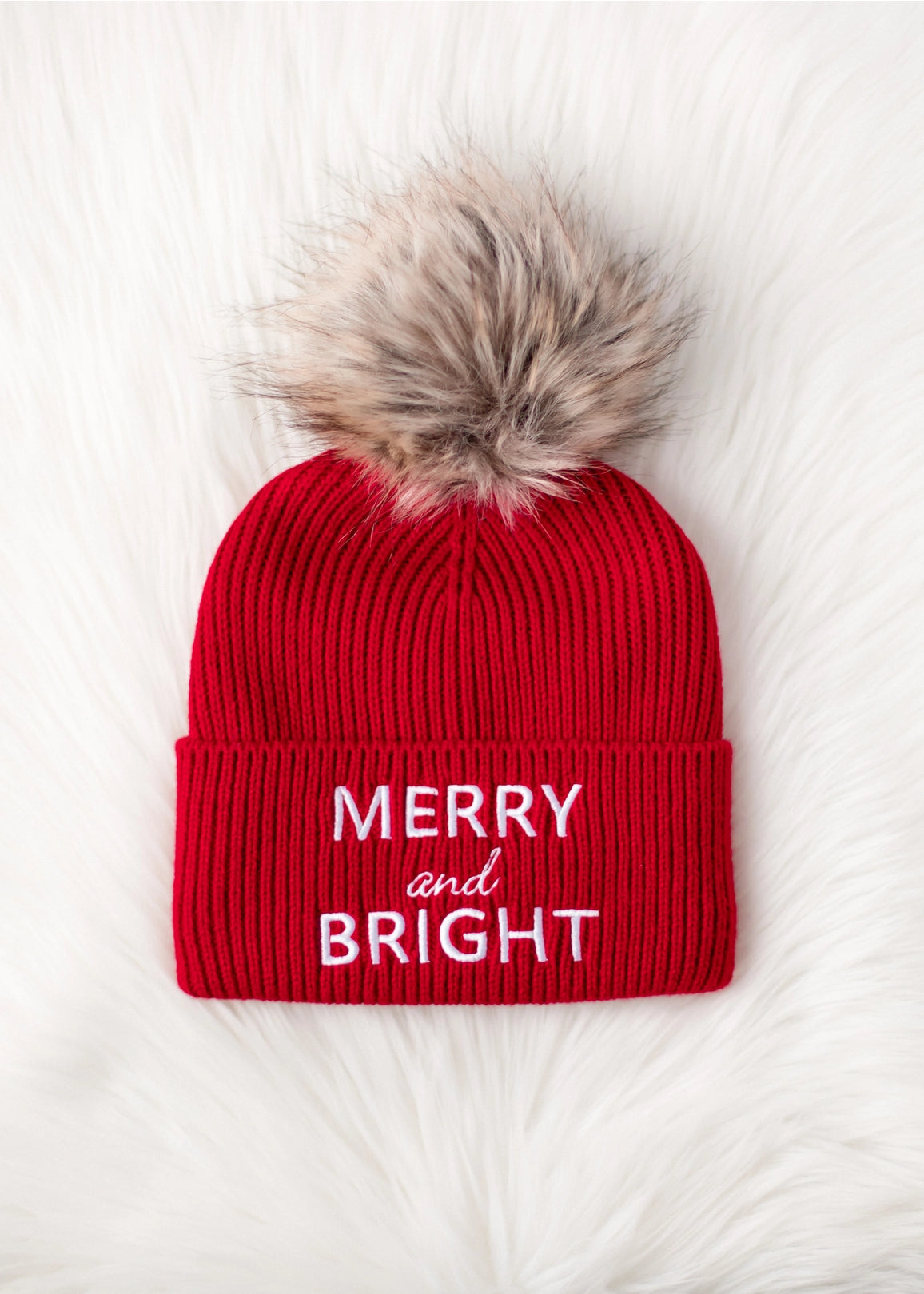 Red Merry & Bright Knit Pom Hat