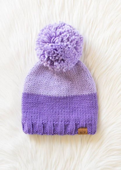 Purple Color Block Pom Hat
