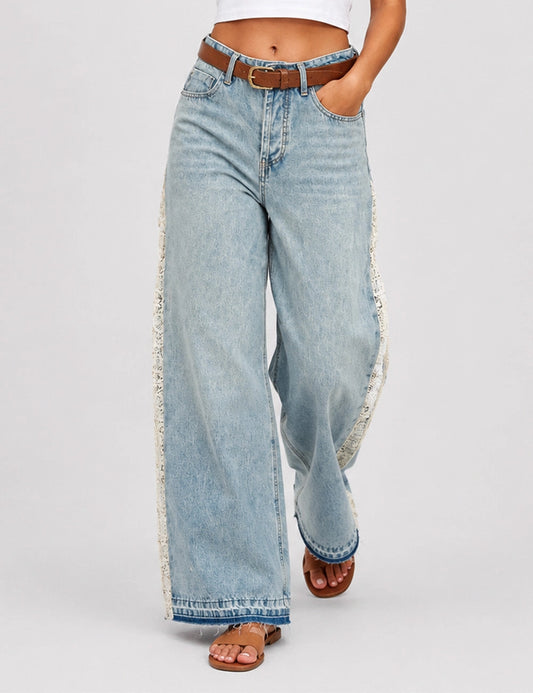 Crochet High Waist Wide Leg Jeans