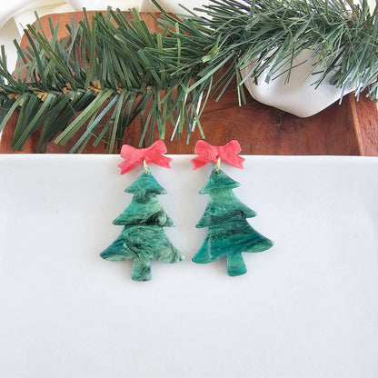 Bow Christmas Tree Earrings