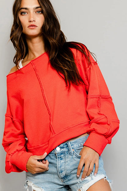 Raw-Edge Cropped Sweatshirt