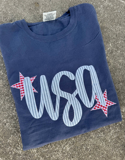 USA Patchwork Applique T-Shirt