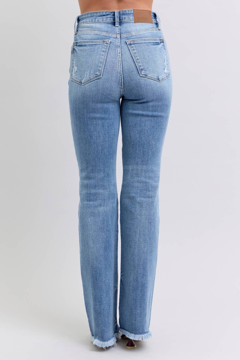 Judy Blue High Waisted Bootcut with Fray Hem Jeans