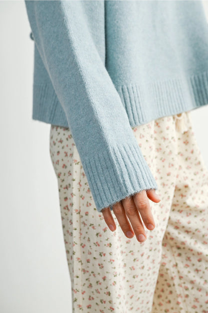 Blue Tie-Back Bow Sweater