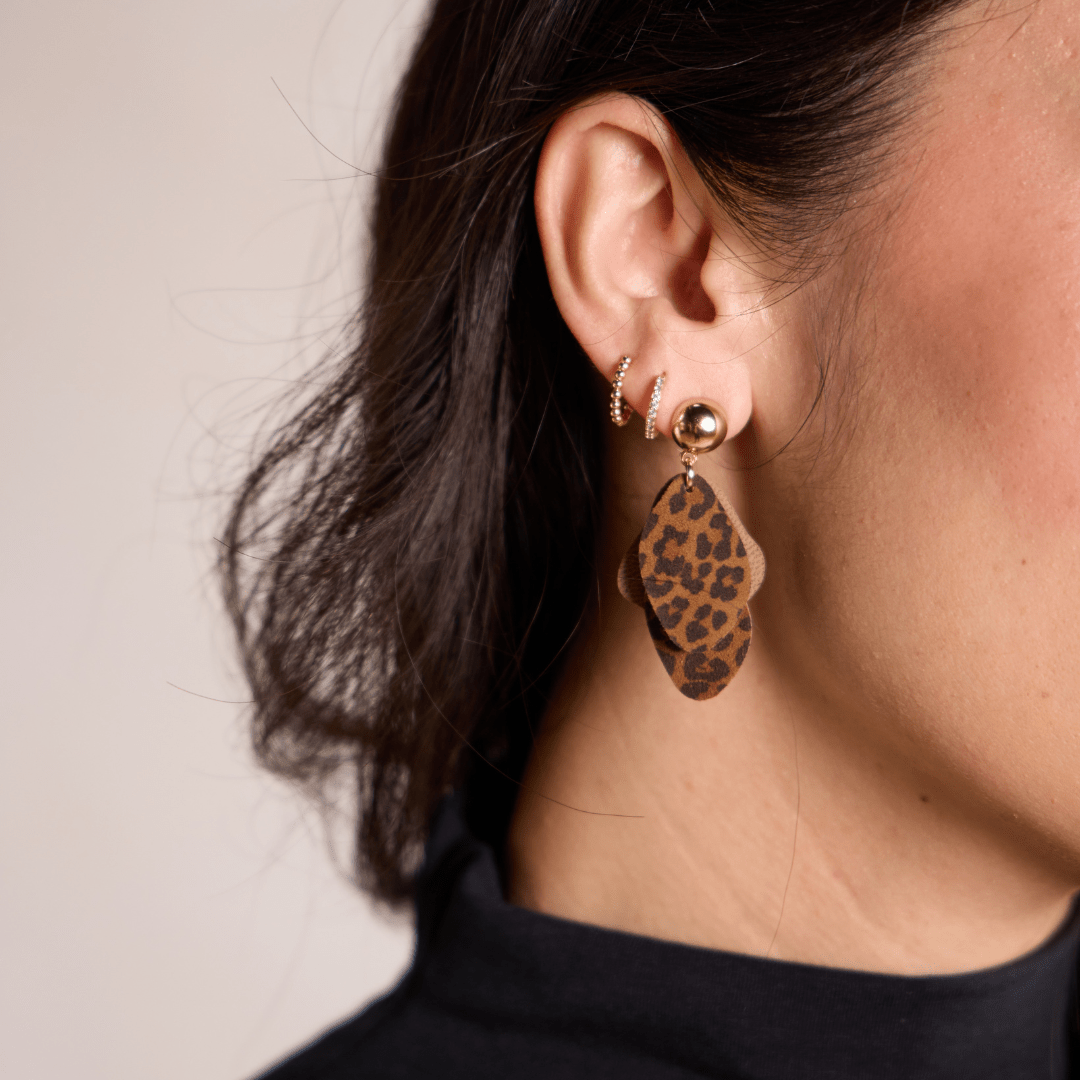 Leopard Print Weston Leather Drop Earrings