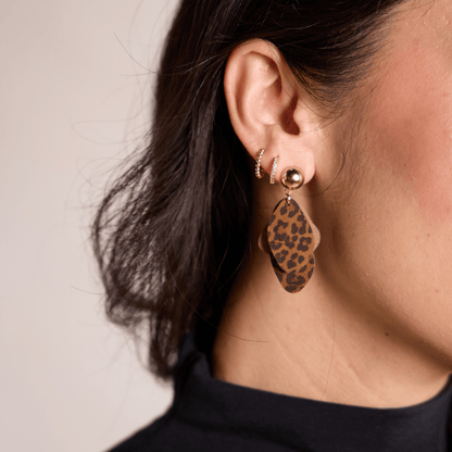 Leopard Print Weston Leather Drop Earrings
