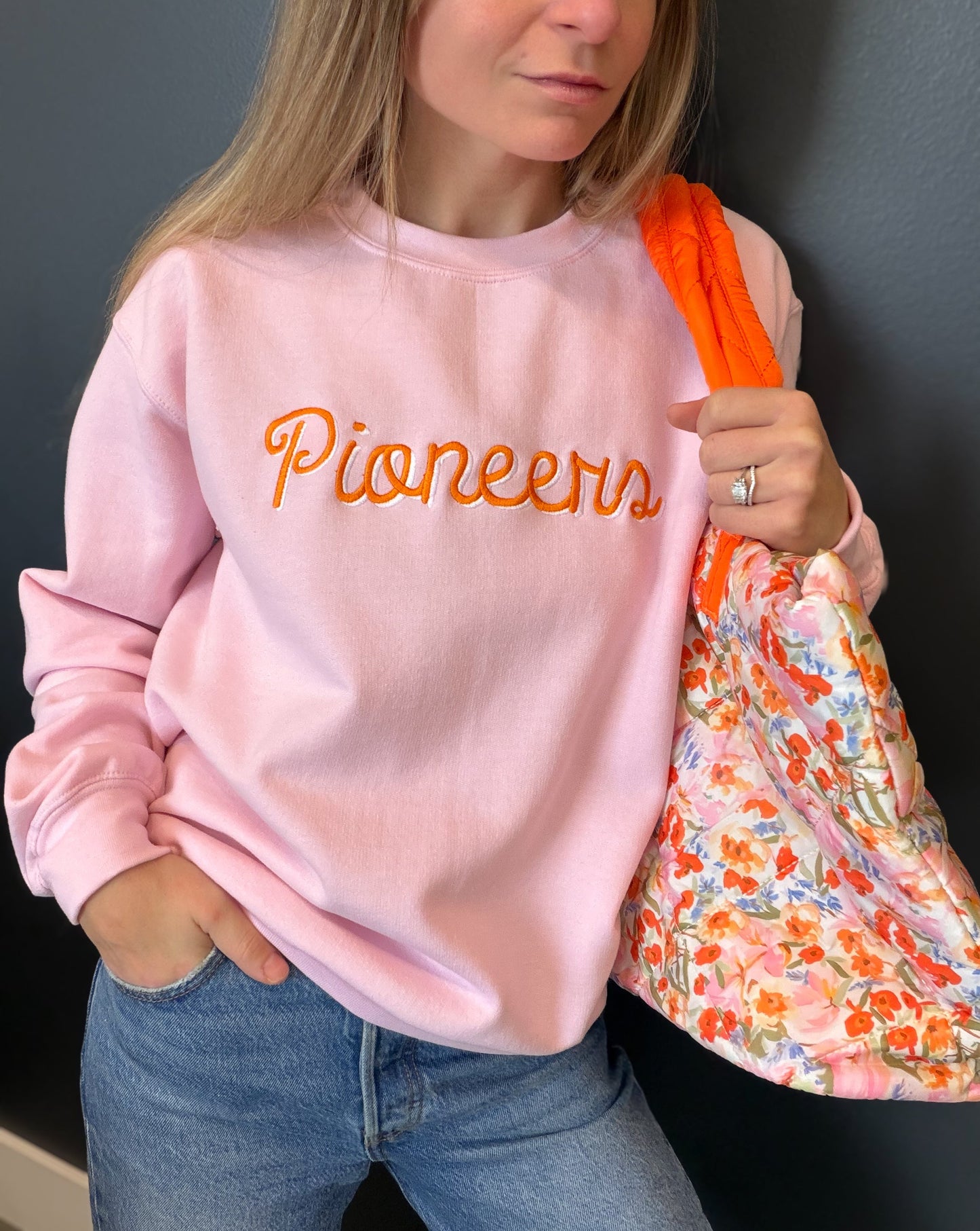 Pioneers Pink & Orange Embroidered Sweatshirt