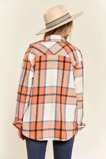 Orange & Black Plaid Flannel Shacket