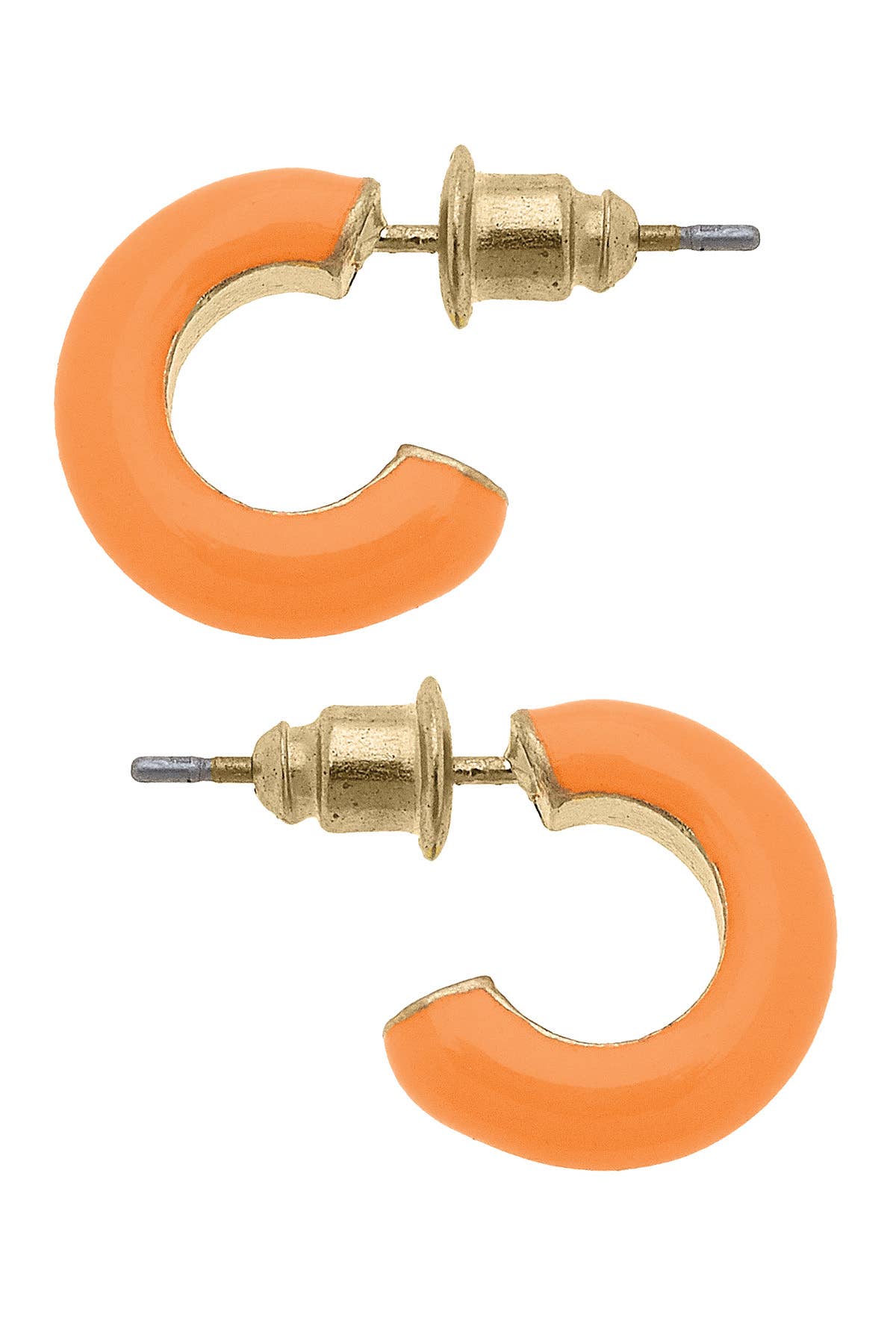 Orange Mini Enamel Hoop Earrings