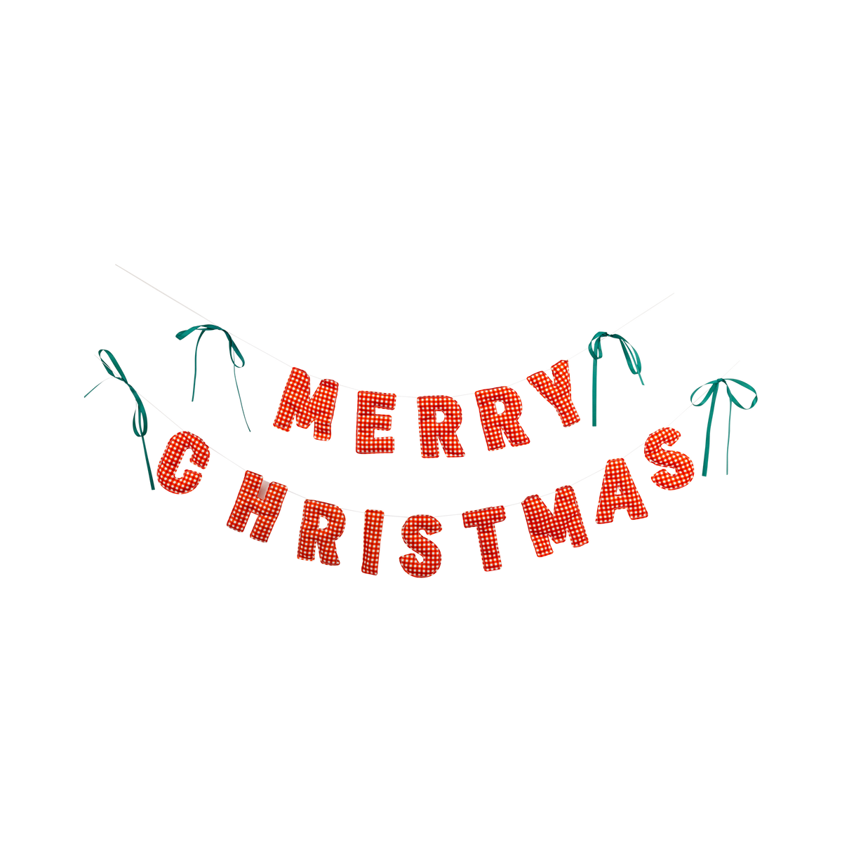 Merry Christmas Gingham Puffy Canvas Banner Set