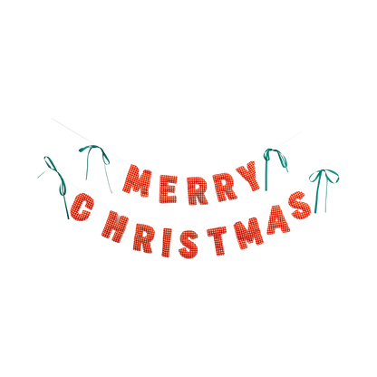 Merry Christmas Gingham Puffy Canvas Banner Set