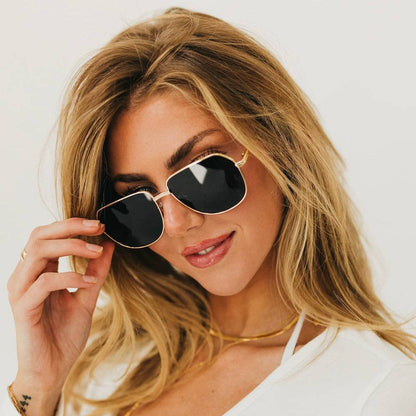 April Aviator Sunglasses: Gold/Green Lens