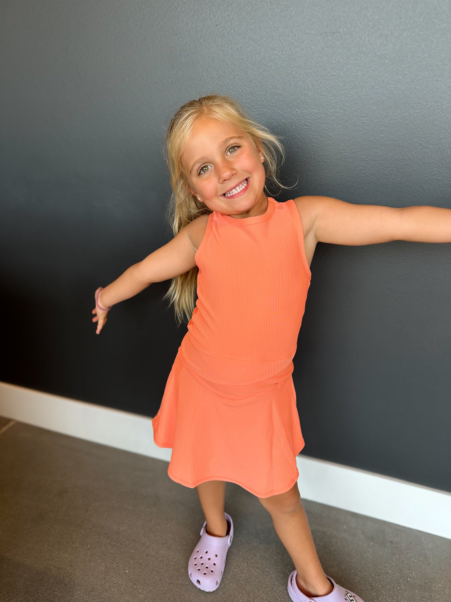 Girls Rib Crossover Tank and Skort Matching Set