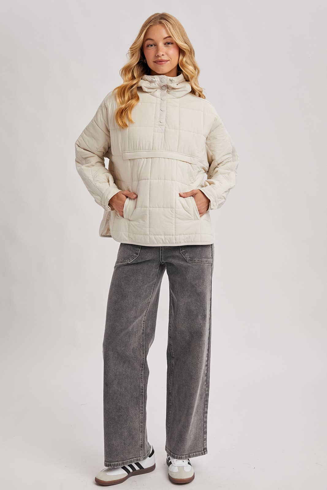 Quilted Puffer Hooded Pullover Jacket