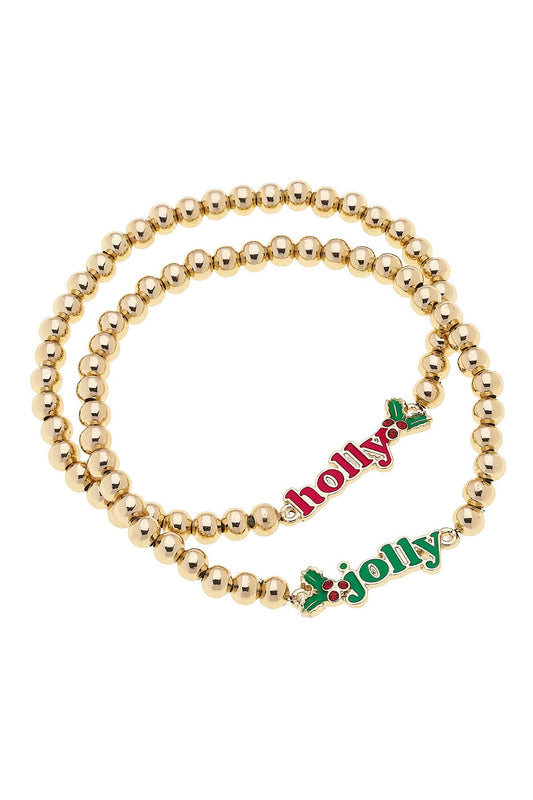 Holly Jolly Stretch Bracelets | Set of 2