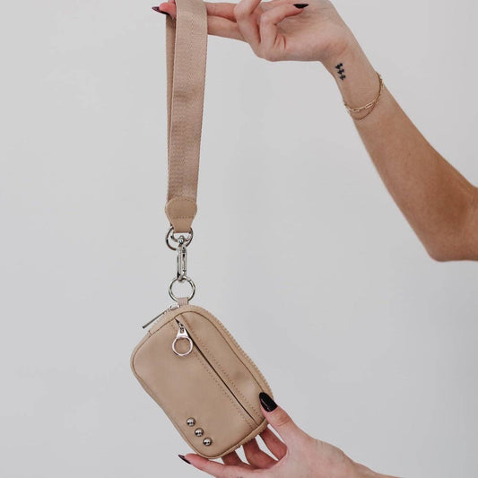 Khaki Nylon Card Wallet Wristlet