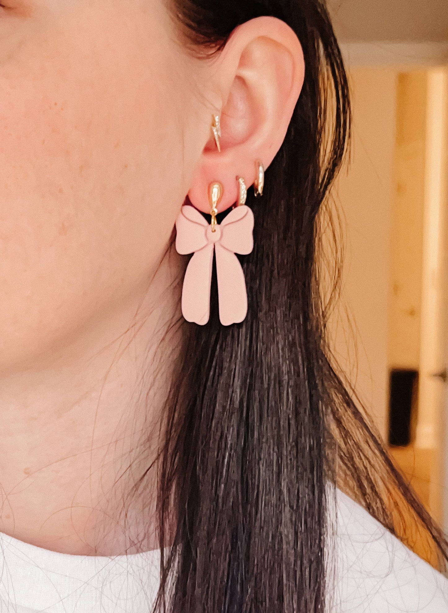 Pink Bow Earrings | Polymer Clay Earrings