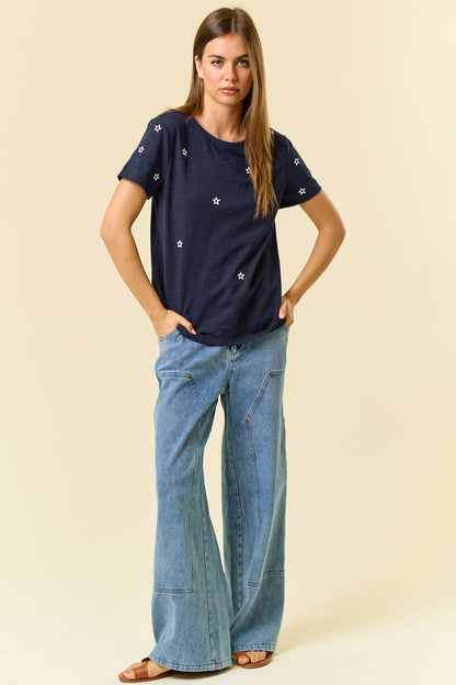 Star Embroidered Women's T-Shirt