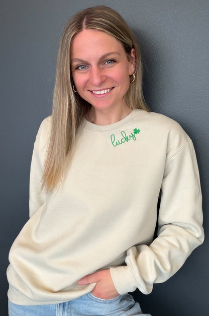 Lucky Shamrock Embroidered Sweatshirt