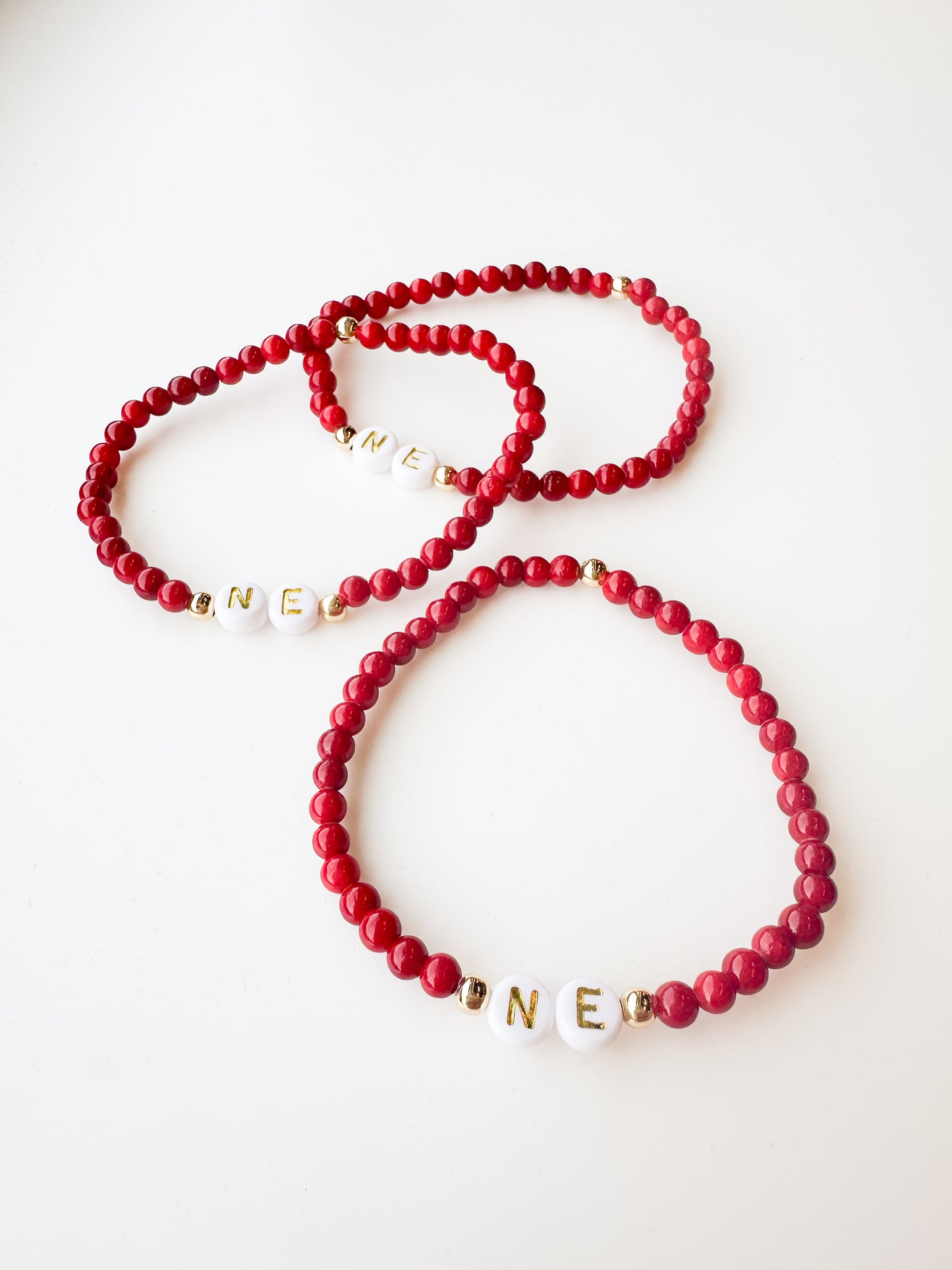 NE Red Beaded Bracelet