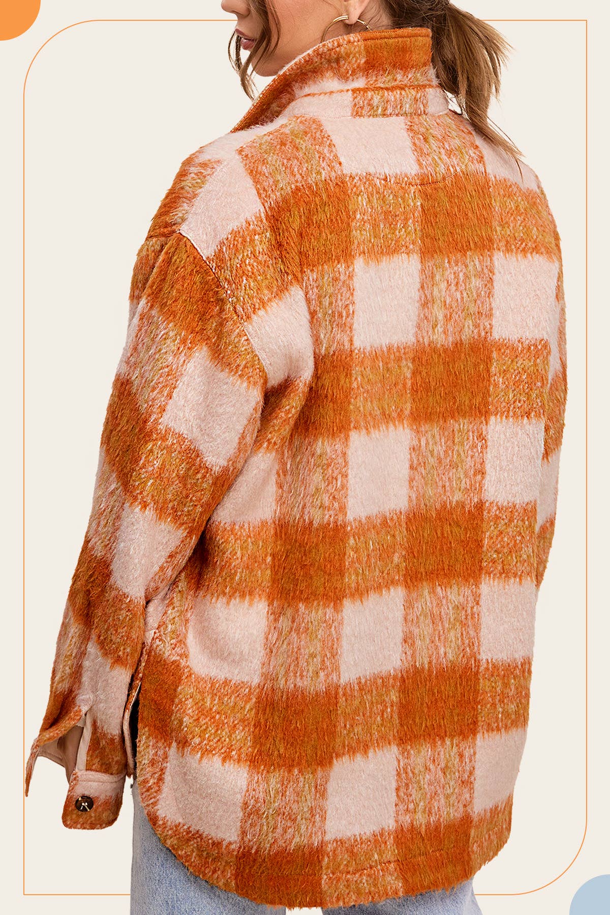 Brushed Mohair Plaid Oversized Jacket