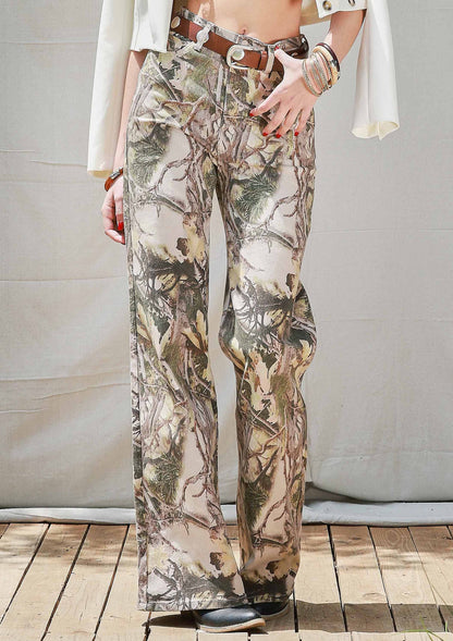 Camo Print Wide Leg Jeans