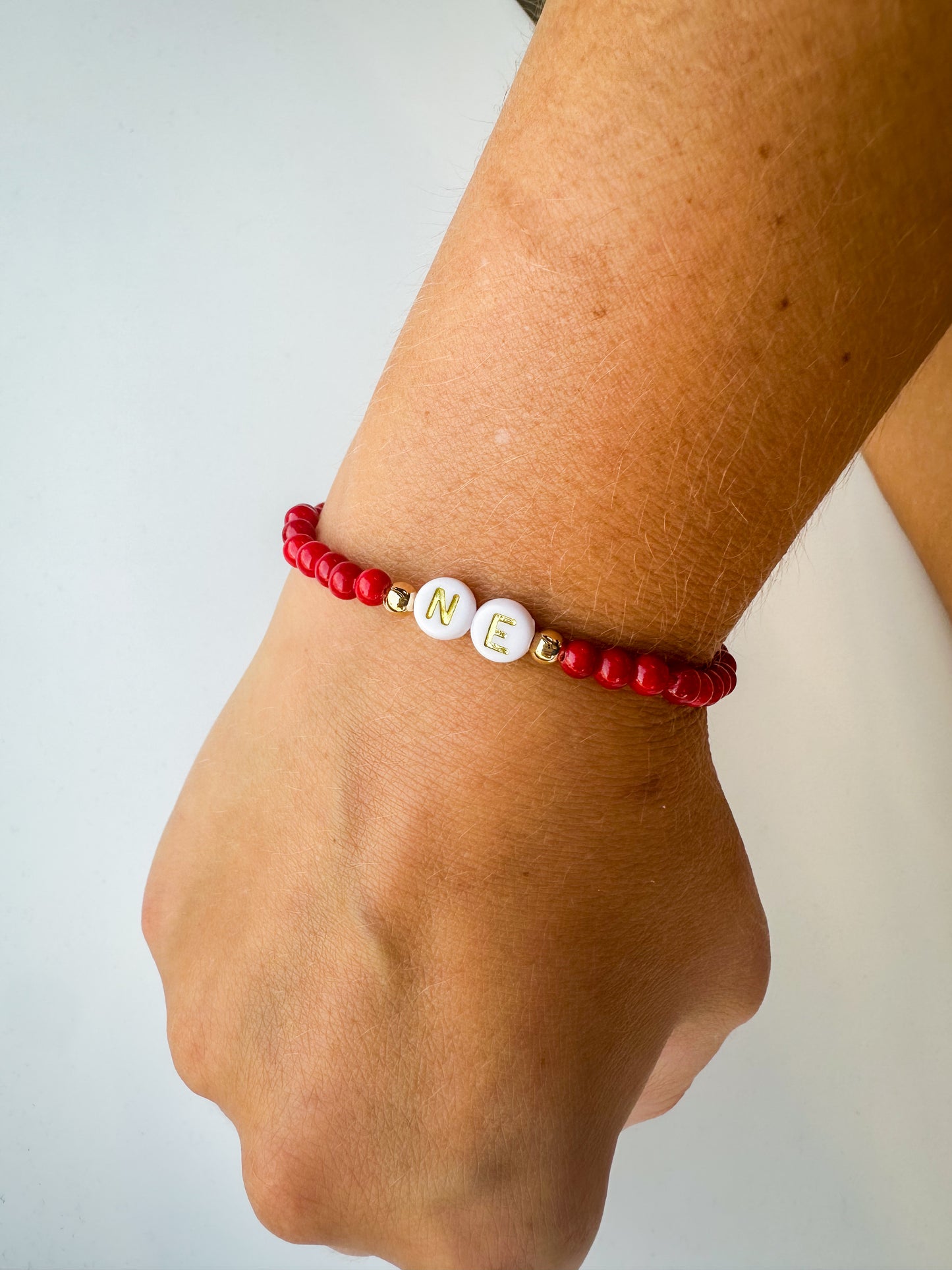 NE Red Beaded Bracelet