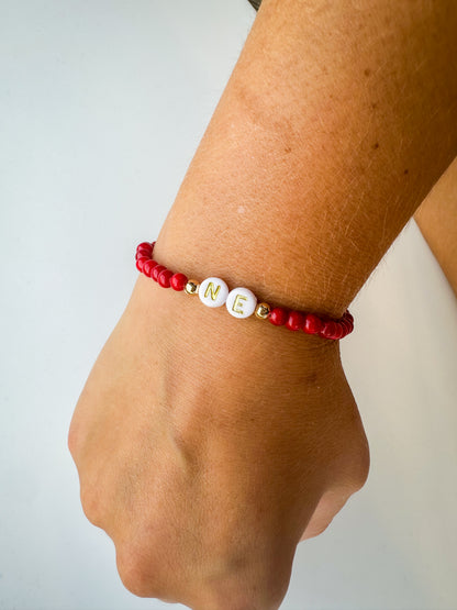 NE Red Beaded Bracelet