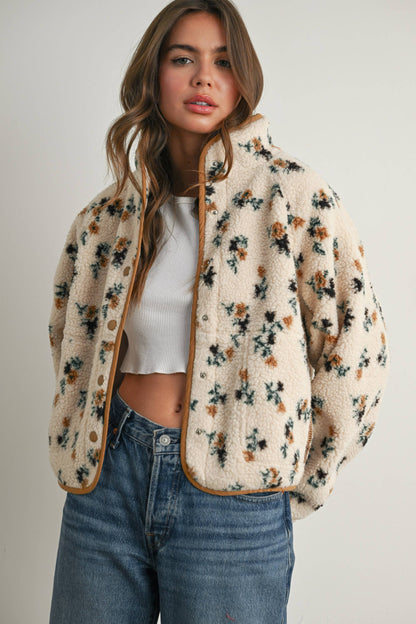 Floral Sherpa Fleece Jacket