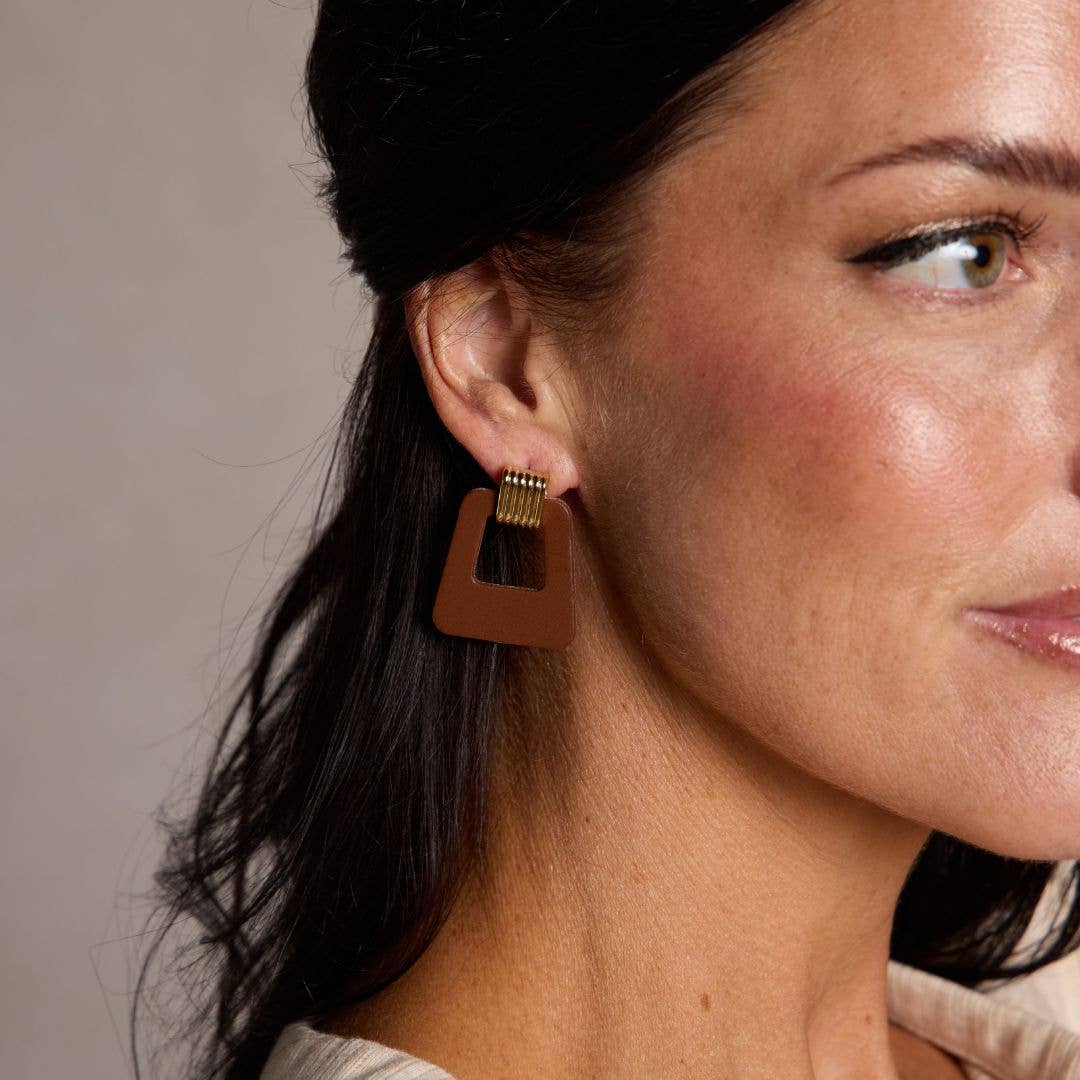 Brown Avery Doorknocker Earrings