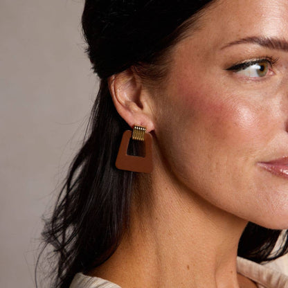 Brown Avery Doorknocker Earrings