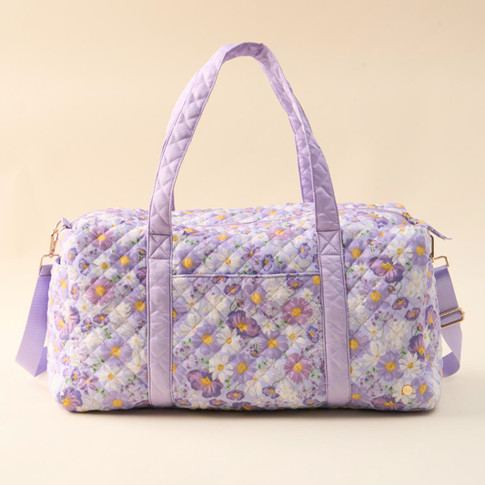 Quilted Weekender Bag Purple