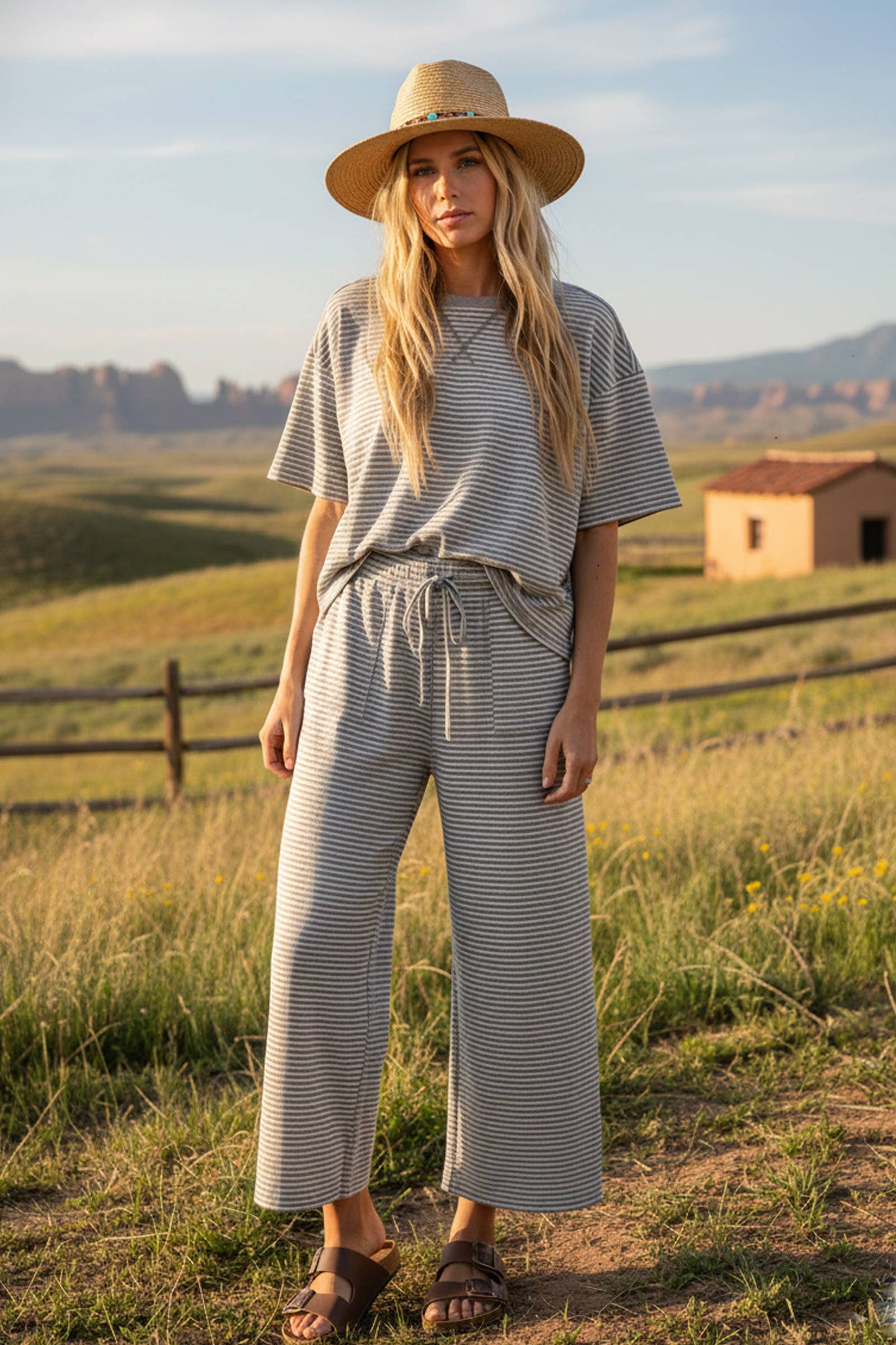 Striped Knit Top & Pants Set