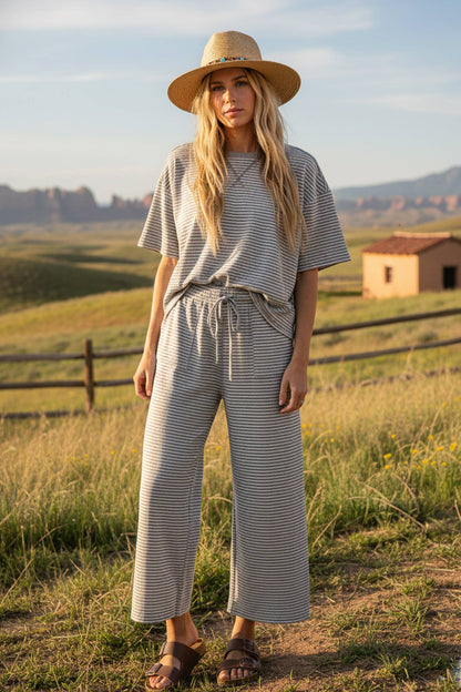 Striped Knit Top & Pants Set