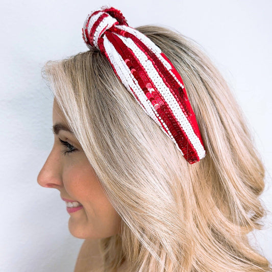 Red/White Sequin Headband
