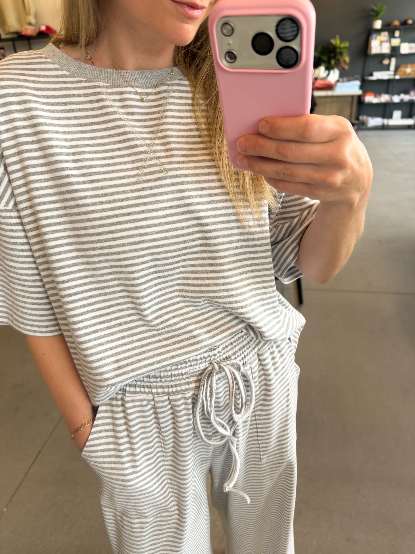 Striped Knit Top & Pants Set