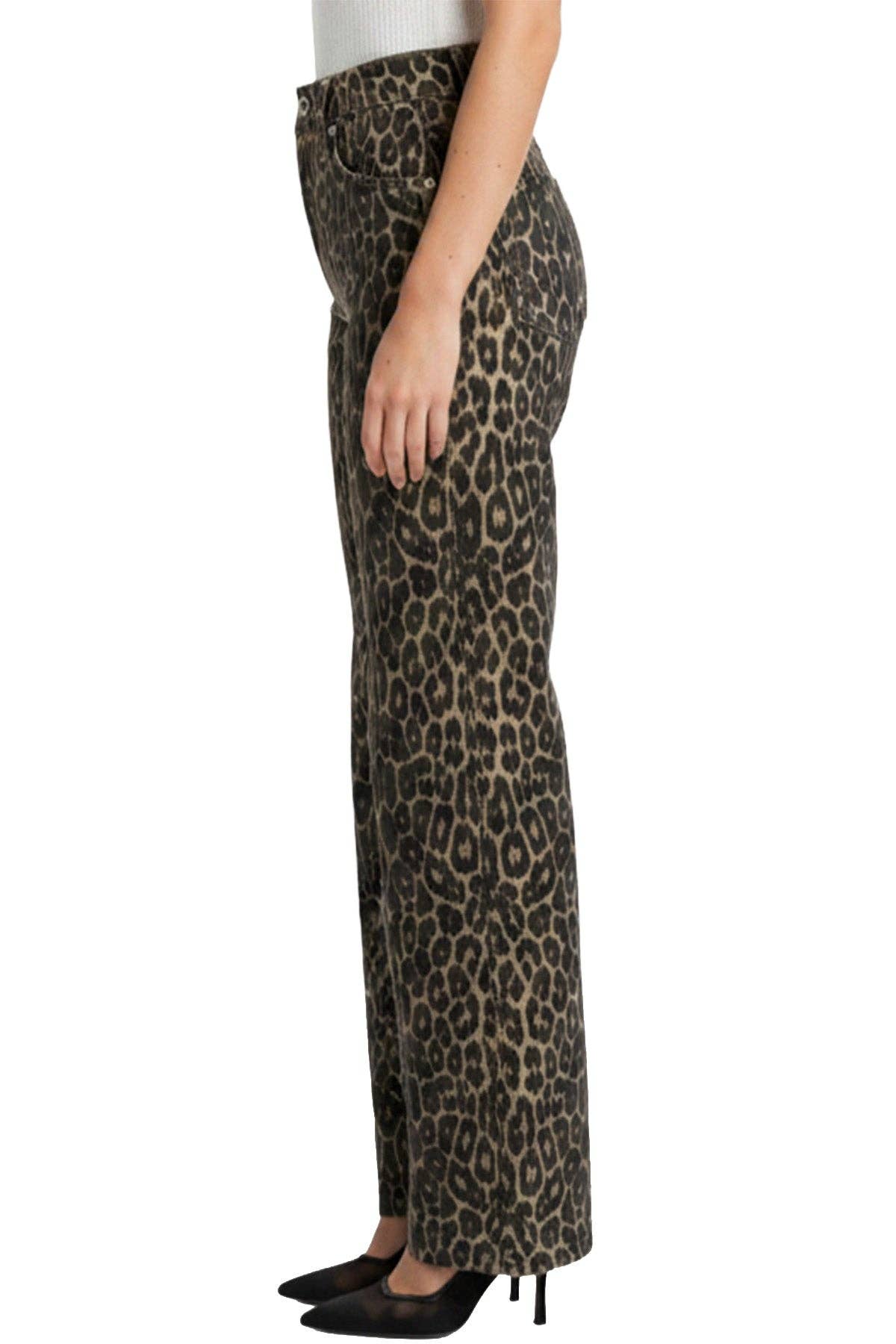 Chloe High Rise Leopard Wide Leg Jeans