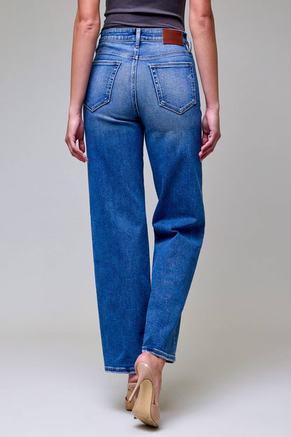 Medium Wash Clean Stretch High Rise Classic Straight Jeans