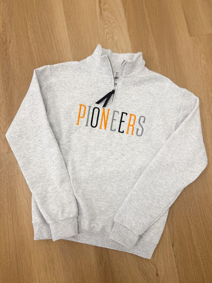Pioneers Embroidered Grey Quarter Zip Sweatshirt