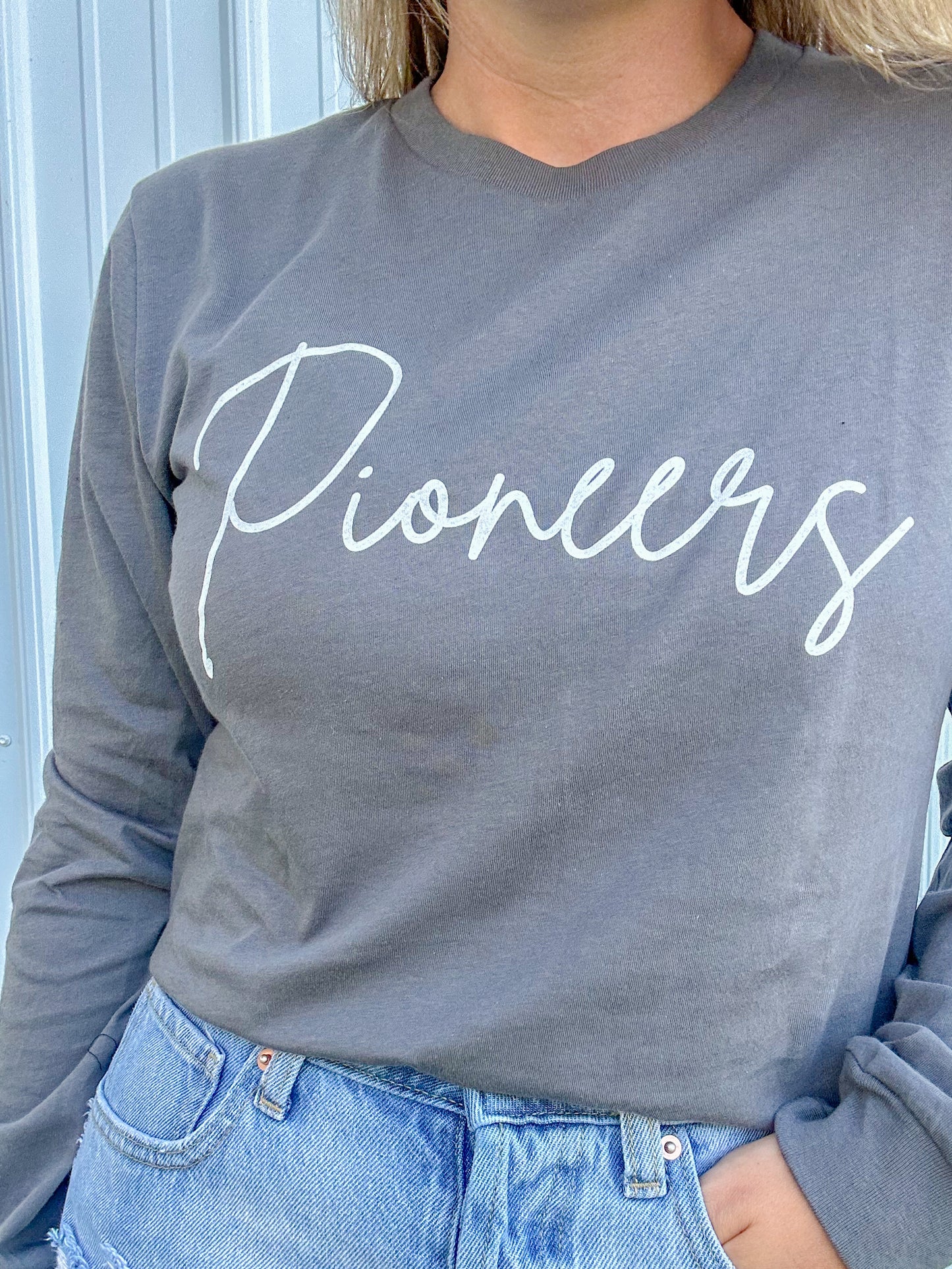 Pioneers Script Grey Long Sleeve T-Shirt