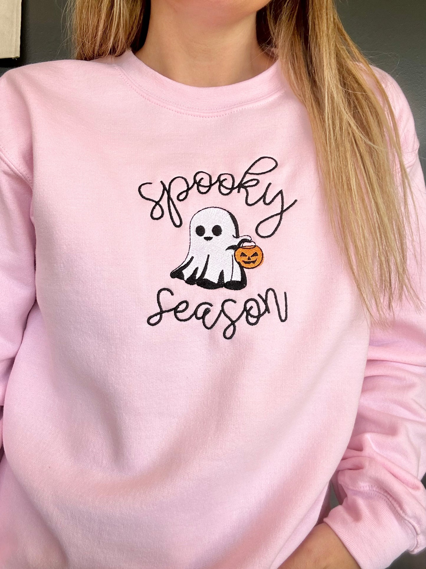 Spooky Season Ghost Embroidered Crewneck Sweatshirt